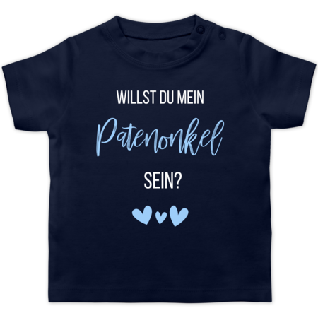 Zur Geburt Willst Du Mein Patenonkel Sein Babyblau Baby T Shirt Kurzarm Navy Blau 1824 Monate