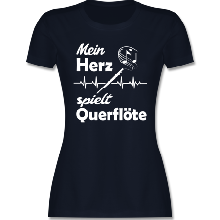 Mein Herz Spielt Querflote Herzschlag Tshirt Turnbeutel Shirtracer